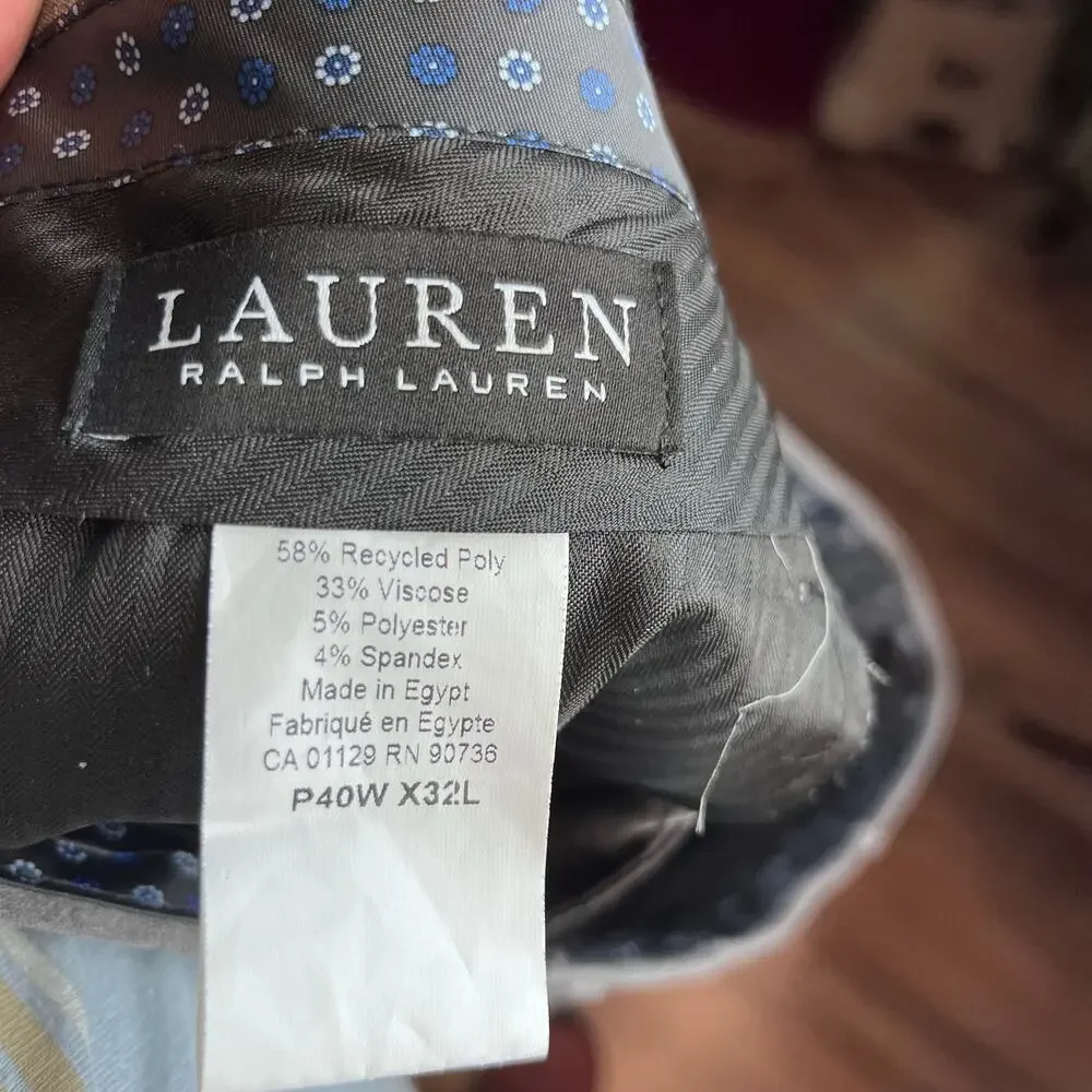 Lauren Ralph Lauren Black Label Mens Dress Pants 40x31 Gray Classic Stretch